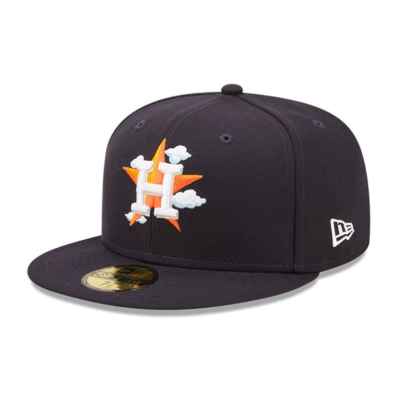 Blue New Era Houston Astros Comic Cloud Fitted Cap 59fifty | TFEN19603