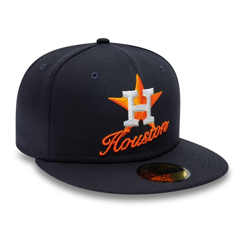 Blue New Era Houston Astros Dual Logo Fitted Cap 59fifty | VHWJ76059