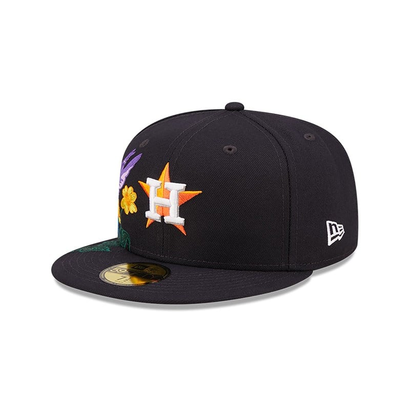 Blue New Era Houston Astros MLB Blooming Fitted Cap 59fifty | UHBQ36921