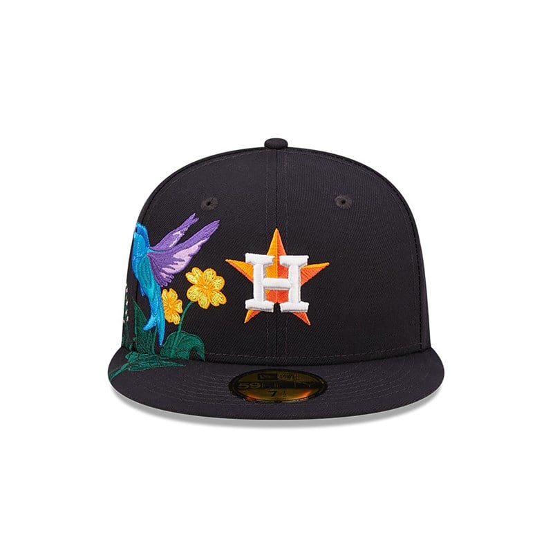 Blue New Era Houston Astros MLB Blooming Fitted Cap 59fifty | UHBQ36921