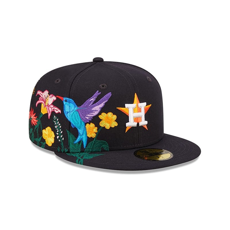 Blue New Era Houston Astros MLB Blooming Fitted Cap 59fifty | UHBQ36921