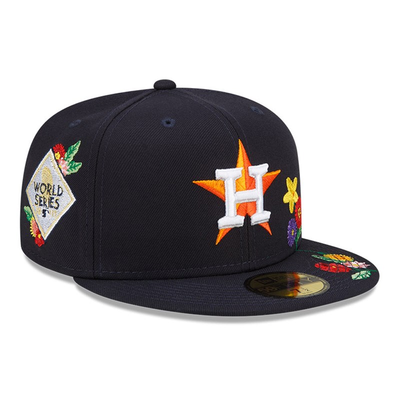 Blue New Era Houston Astros Visor Bloom Fitted Cap 59fifty | EYKJ41783