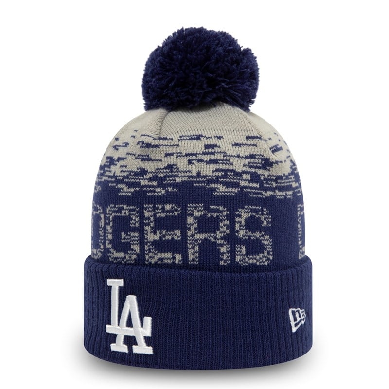 Blue New Era La Dodgers Bobble Beanie Hat Knit | YLIJ91243