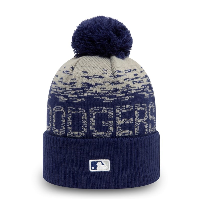 Blue New Era La Dodgers Bobble Beanie Hat Knit | YLIJ91243