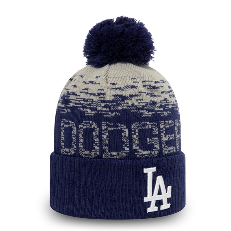 Blue New Era La Dodgers Bobble Beanie Hat Knit | YLIJ91243