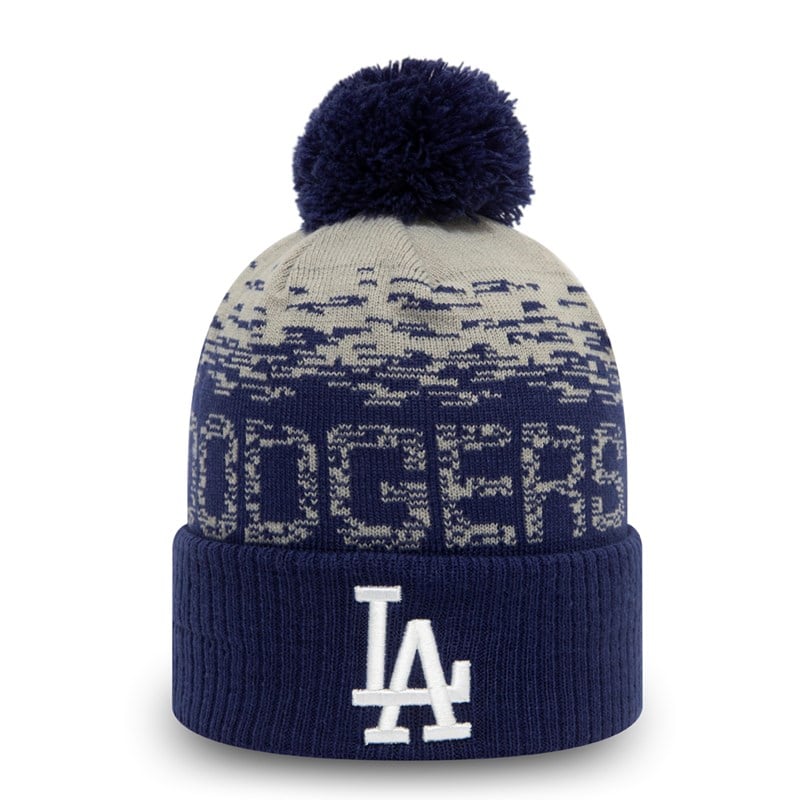 Blue New Era La Dodgers Bobble Beanie Hat Knit | YLIJ91243