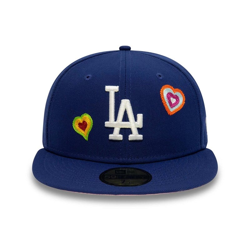 Blue New Era La Dodgers Chain Stitch Heart Fitted Cap 59fifty | AOSD36748