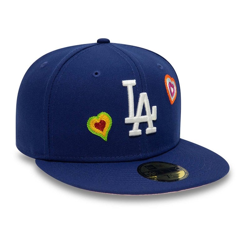 Blue New Era La Dodgers Chain Stitch Heart Fitted Cap 59fifty | AOSD36748