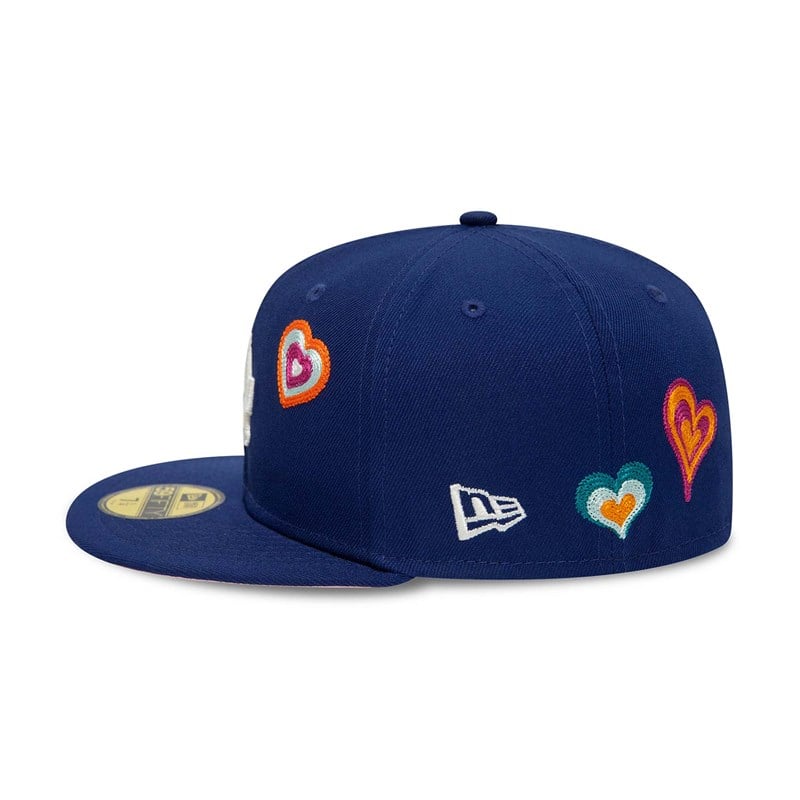 Blue New Era La Dodgers Chain Stitch Heart Fitted Cap 59fifty | AOSD36748