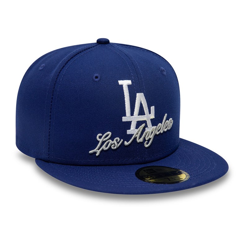 Blue New Era La Dodgers Dual Logo Fitted Cap 59fifty | LMIQ39261