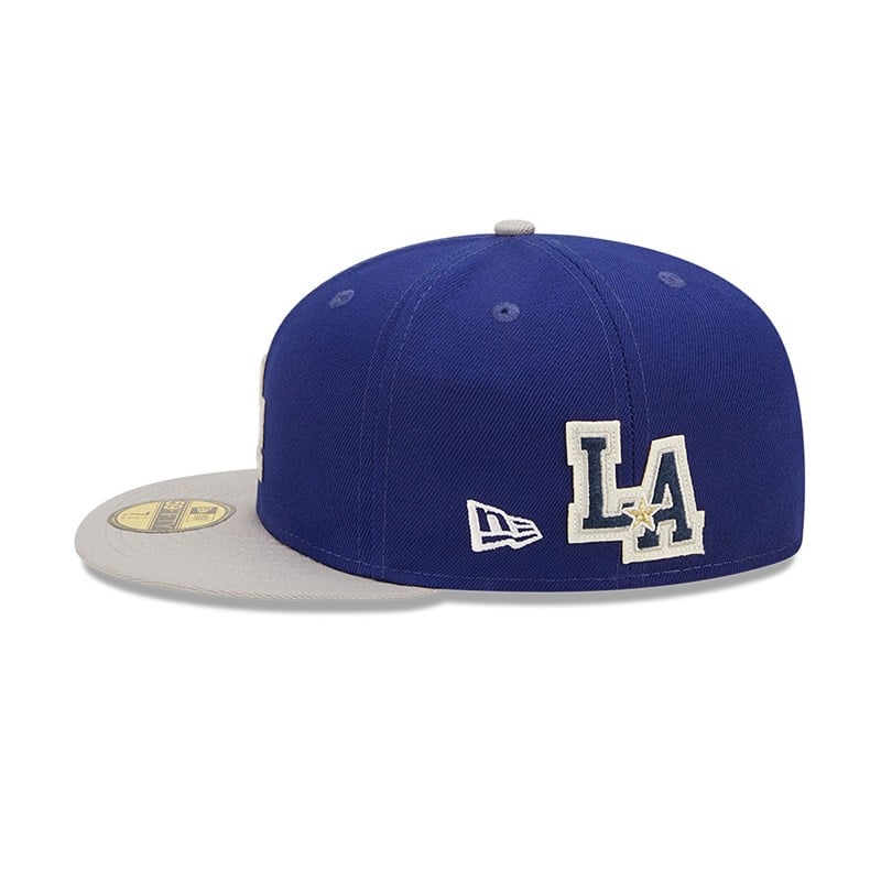 Blue New Era La Dodgers Ne Letterman Fitted Cap 59fifty | IXUH76934