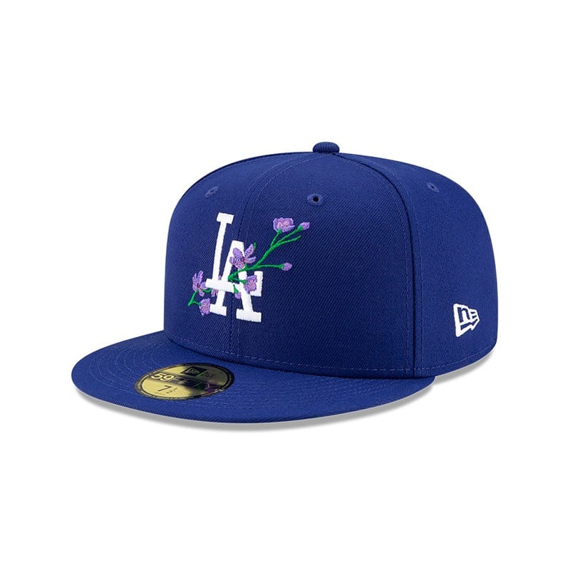 Blue New Era La Dodgers Side Patch Bloom Fitted Cap 59fifty | TRGC65078