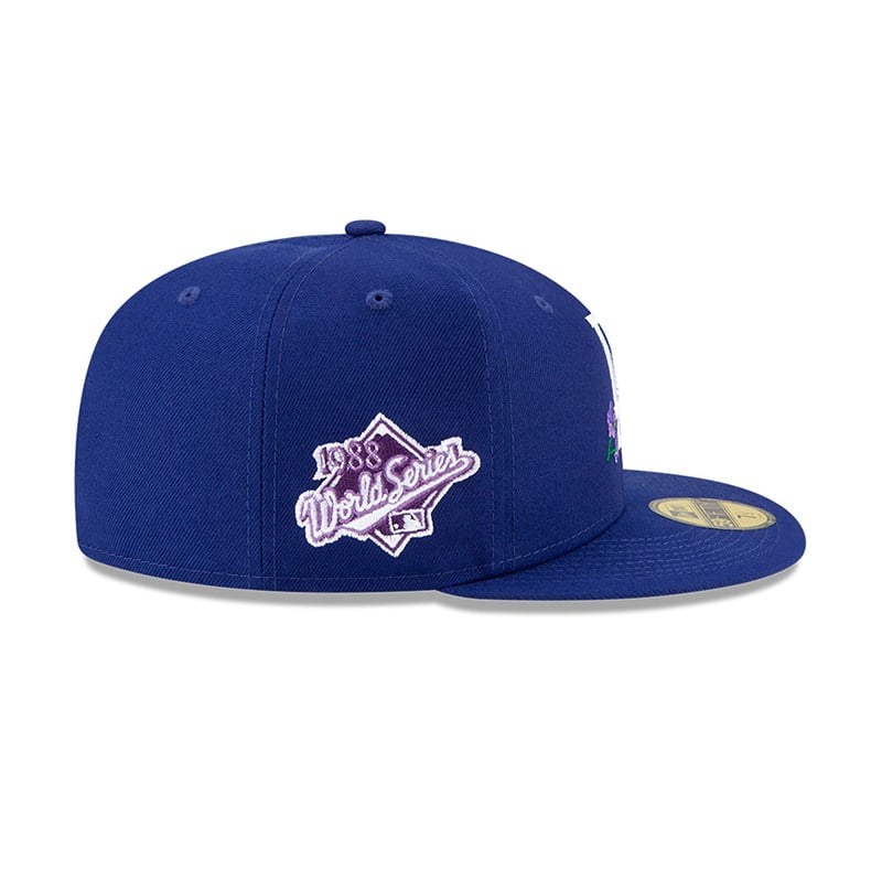 Blue New Era La Dodgers Side Patch Bloom Fitted Cap 59fifty | TRGC65078