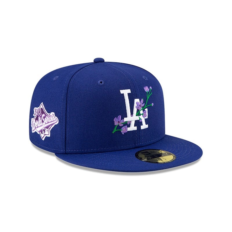 Blue New Era La Dodgers Side Patch Bloom Fitted Cap 59fifty | TRGC65078