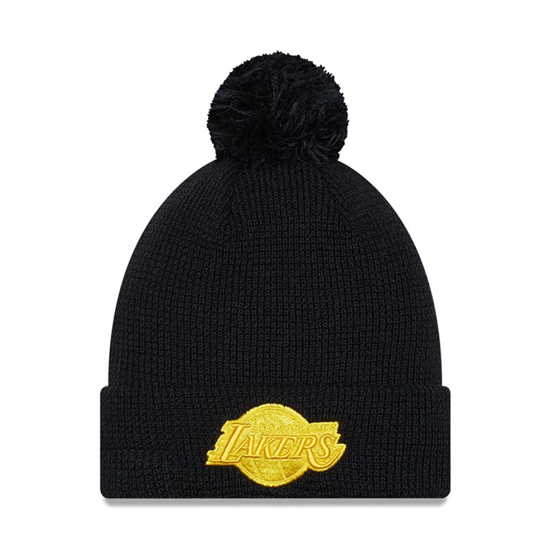 Blue New Era La Lakers Pop Bobble Beanie Hat Knit | MHRB29750