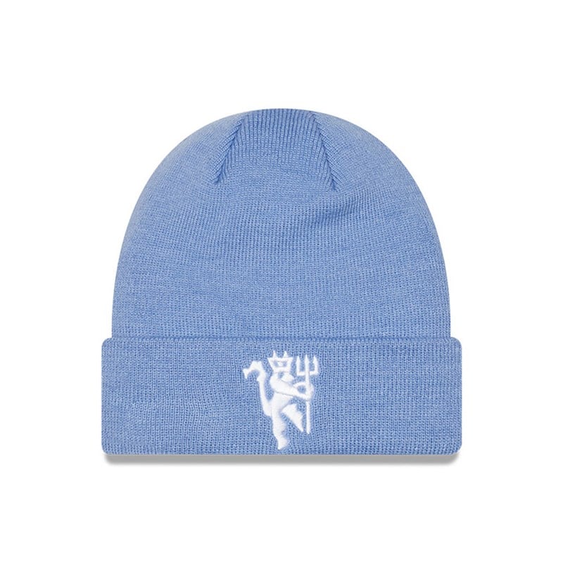 Blue New Era Manchester United Seasonal Pastle Beanie Hat Knit | GCWL63147