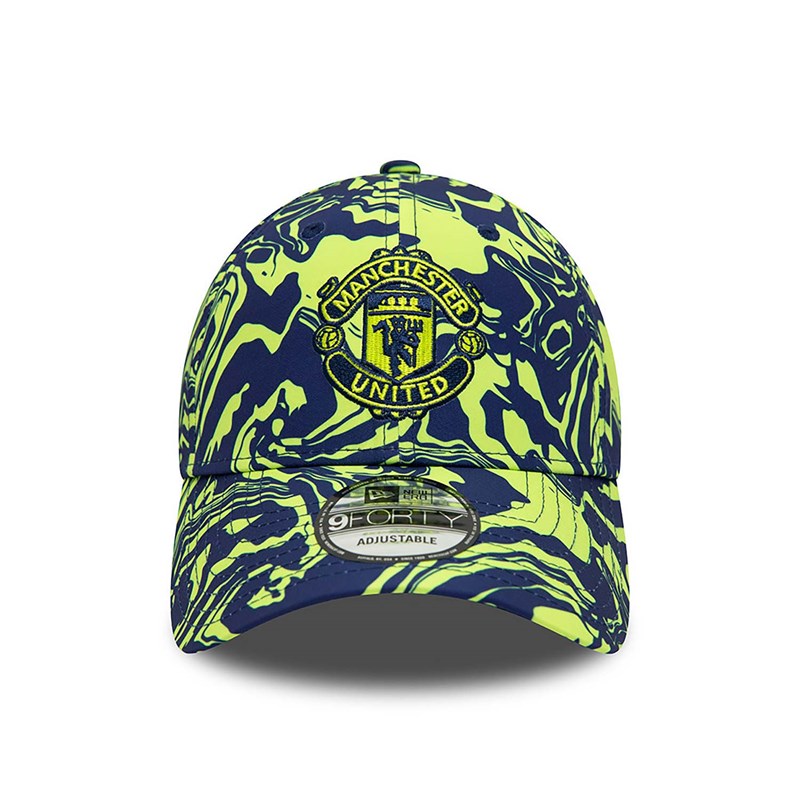 Blue New Era Manchetser United Fc All Over Print Adjustable Cap 9forty | HLON28167