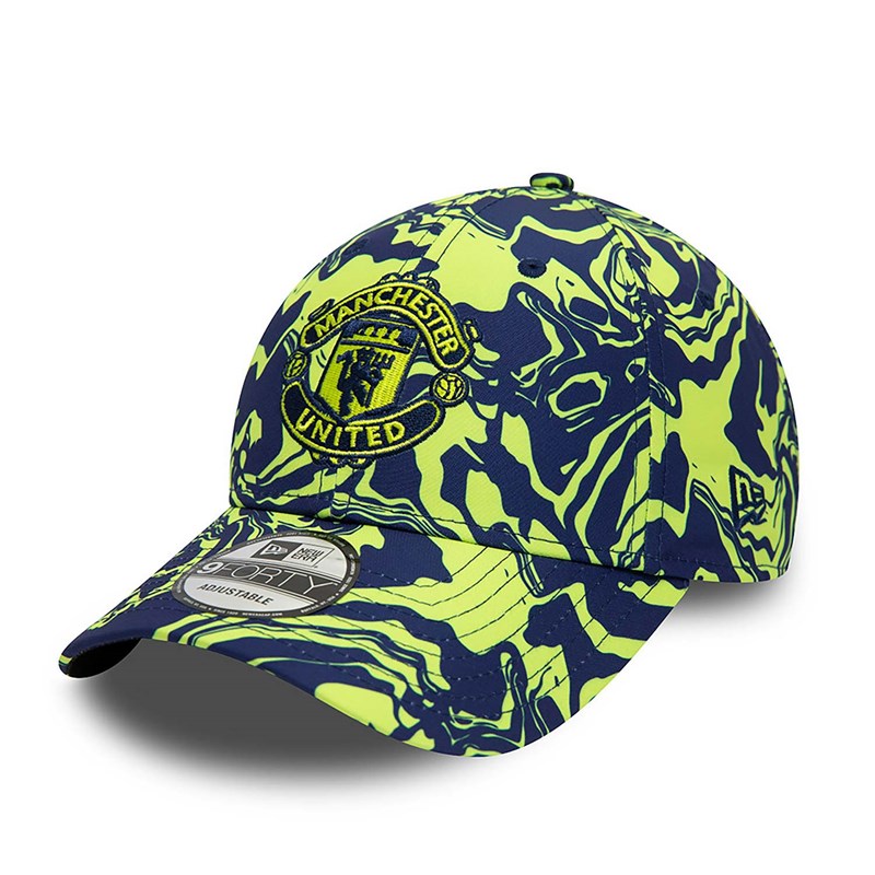 Blue New Era Manchetser United Fc All Over Print Adjustable Cap 9forty | HLON28167