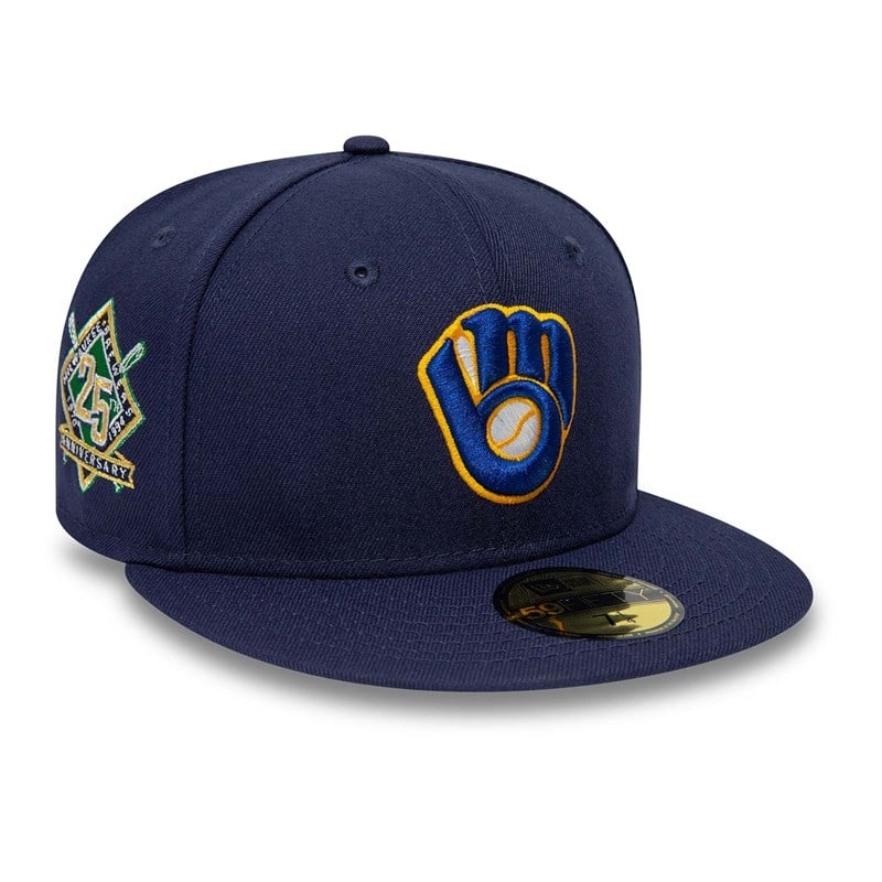 Blue New Era Milwaukee Brewers 25th Anniversary Fitted Cap 59fifty | JYVC09341