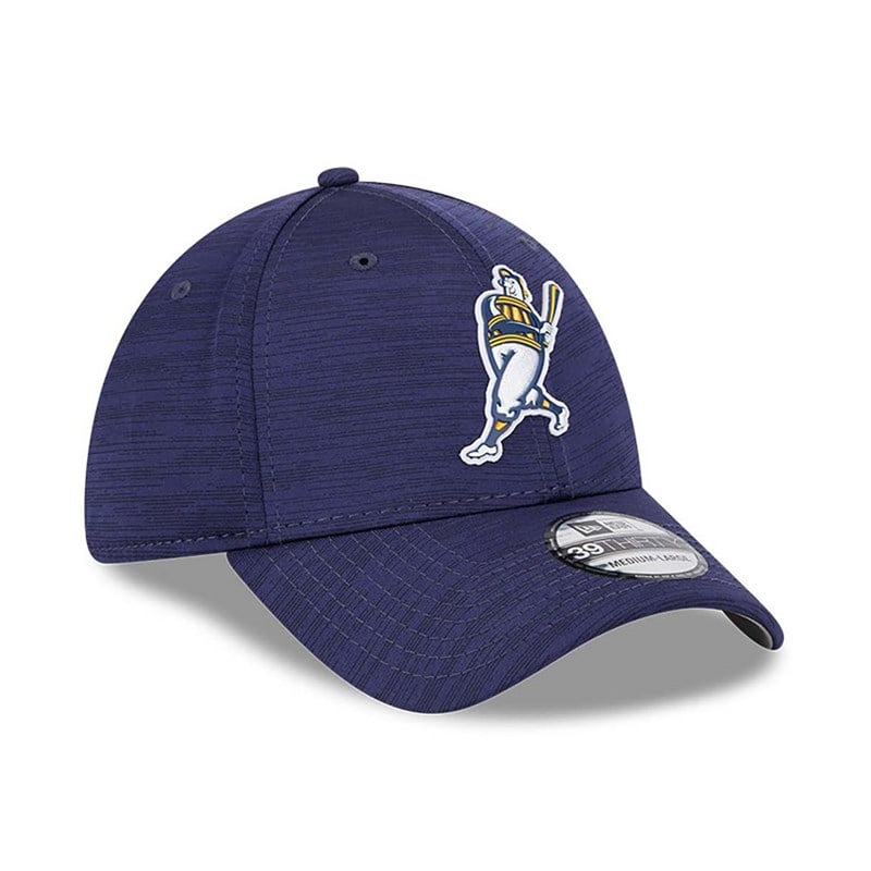 Blue New Era Milwaukee Brewers MLB Clubhouse Stretch Fit Cap 39thirty | AZYF23814