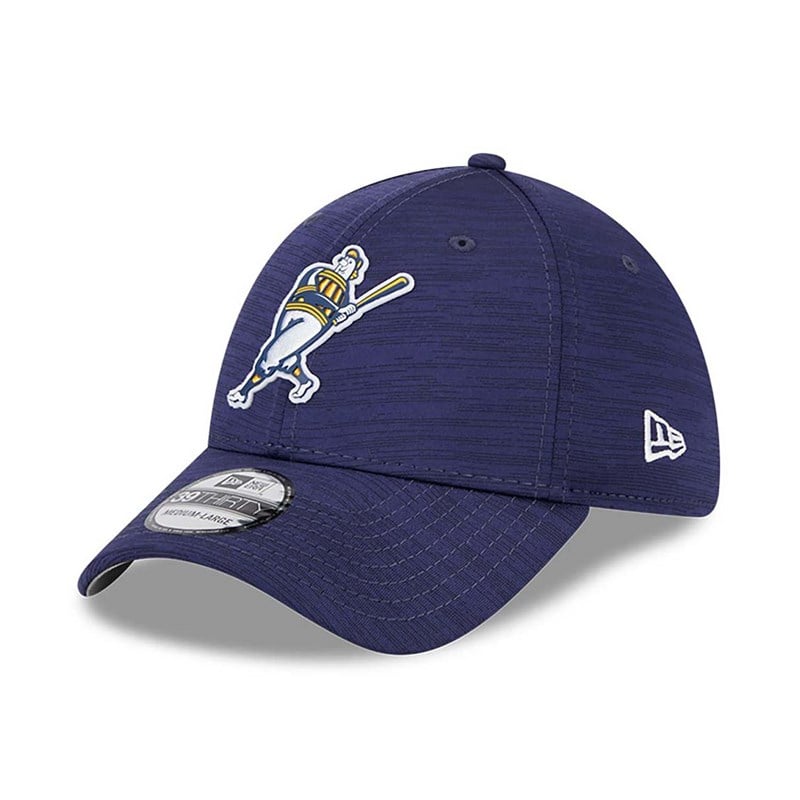 Blue New Era Milwaukee Brewers MLB Clubhouse Stretch Fit Cap 39thirty | AZYF23814