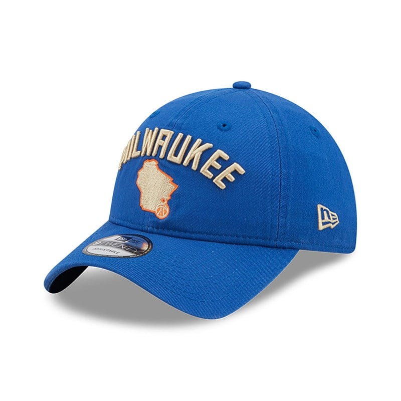 Blue New Era Milwaukee Bucks Authentics City Edition Adjustable Cap 9twenty | UKBP24970