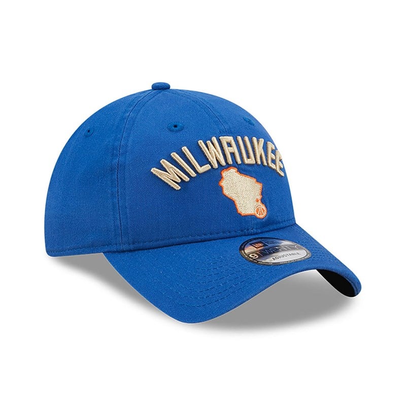 Blue New Era Milwaukee Bucks Authentics City Edition Adjustable Cap 9twenty | UKBP24970