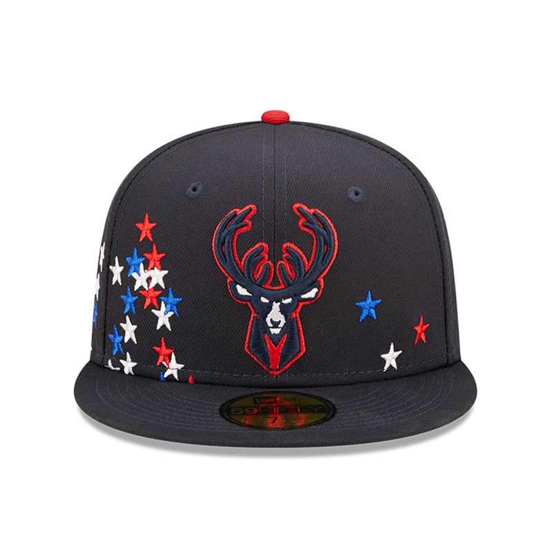 Blue New Era Milwaukee Bucks NBA Americana Fitted Cap 59fifty | EBZY08261