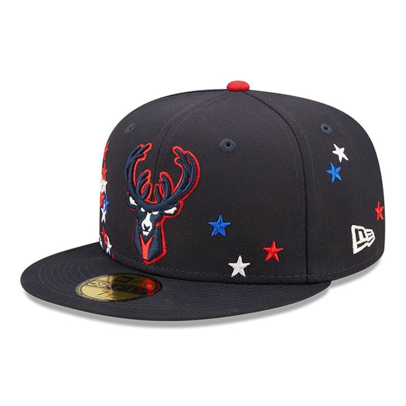 Blue New Era Milwaukee Bucks NBA Americana Fitted Cap 59fifty | EBZY08261