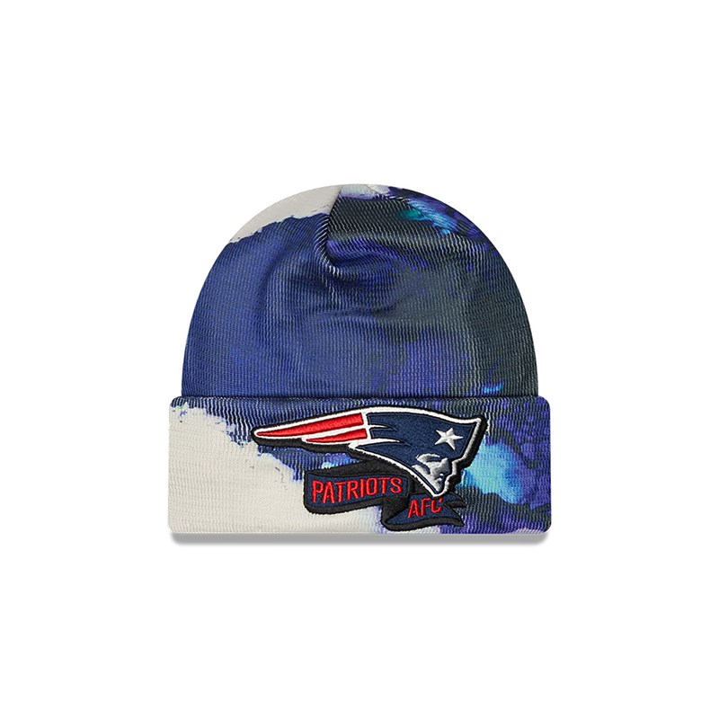 Blue New Era New England Patriots NFL Sideline Oceanside Beanie Hat Knit | BMHX35276