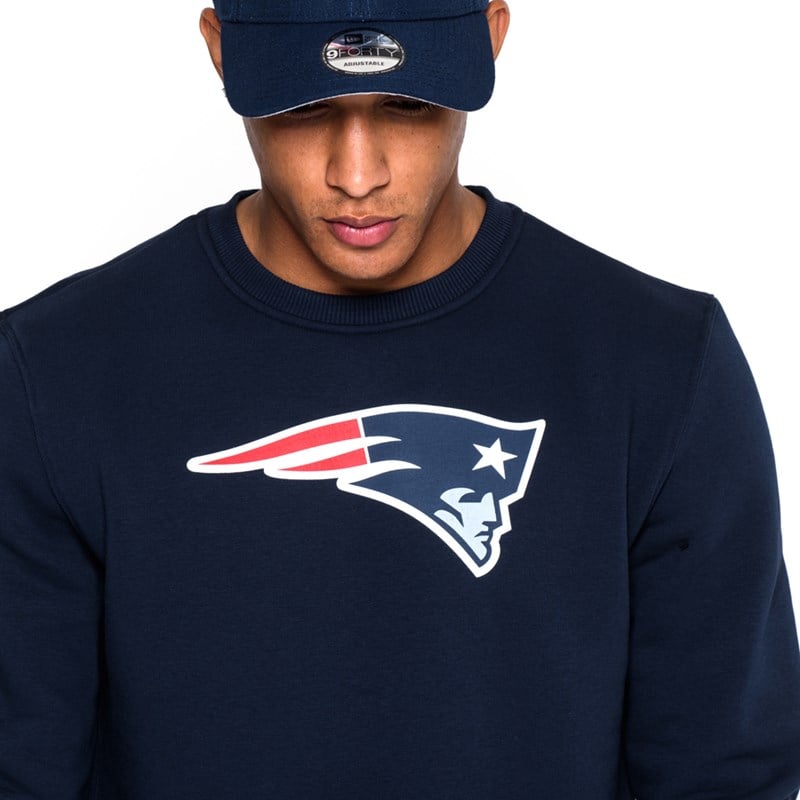 Blue New Era New England Patriots Team Logo Crew Neck Sweatshirt | EYOQ64320