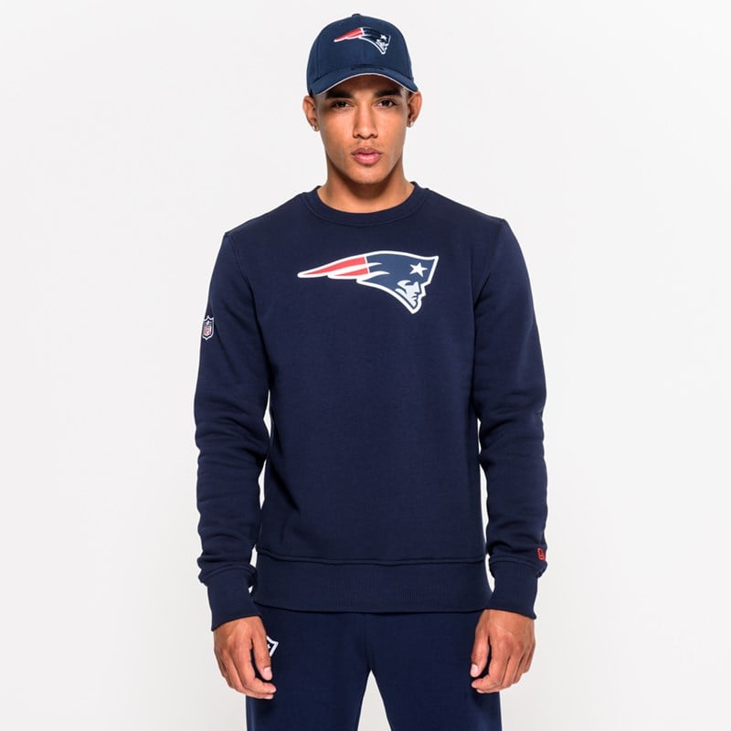 Blue New Era New England Patriots Team Logo Crew Neck Sweatshirt | EYOQ64320