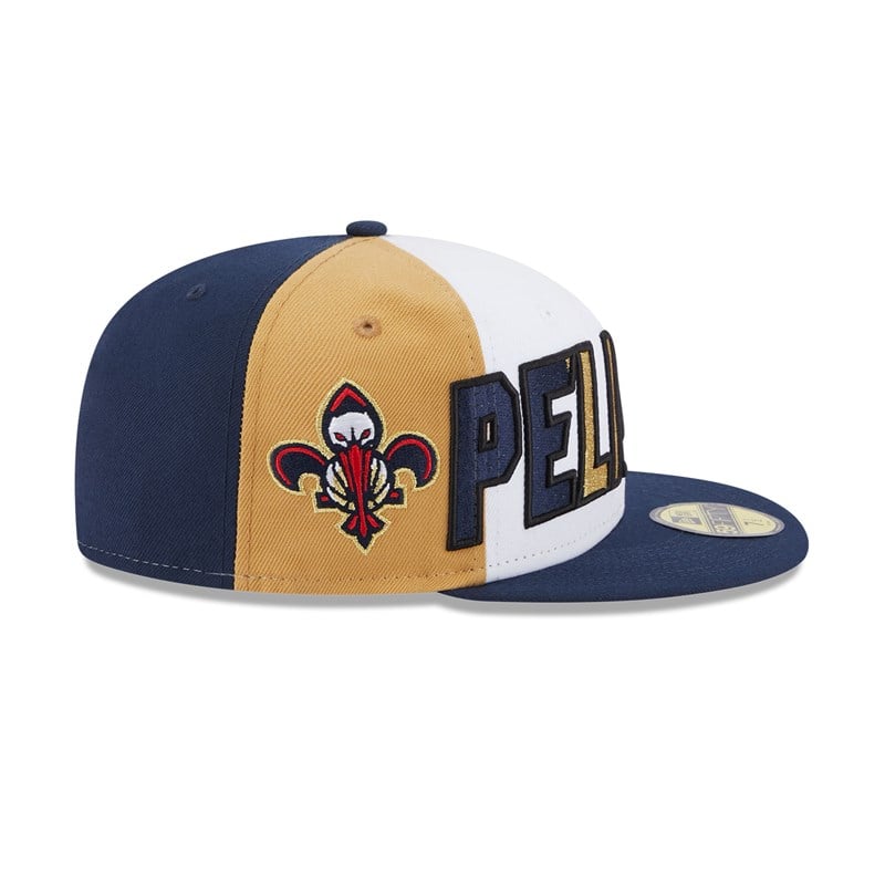 Blue New Era New Orleans Pelicans NBA Back Half Fitted Cap 59fifty | ATIE87065