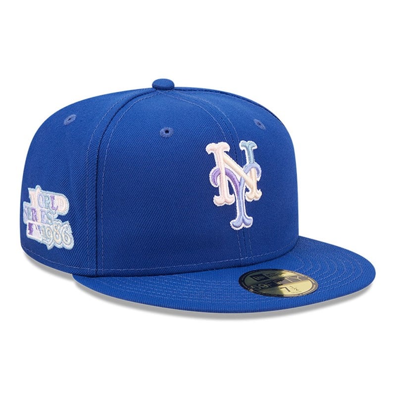 Blue New Era New York Mets MLB Nightbreak Team Fitted Cap 59fifty | BPON93182