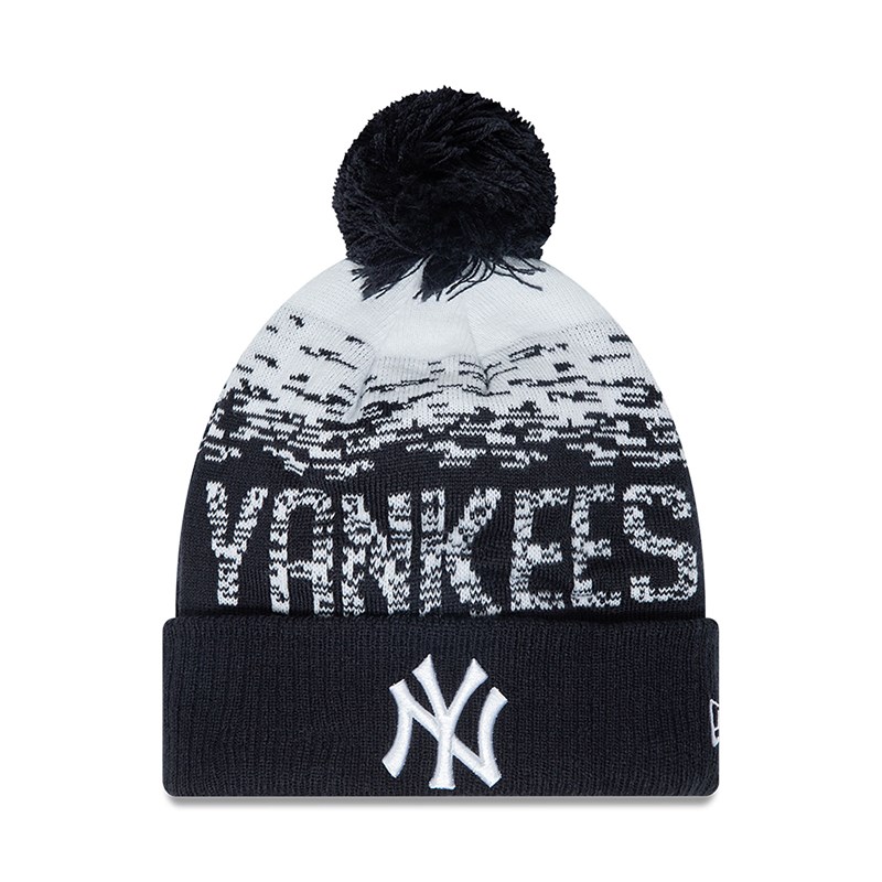 Blue New Era New York Yankees Bobble Cuff Beanie Hat Knit | NFGS68591