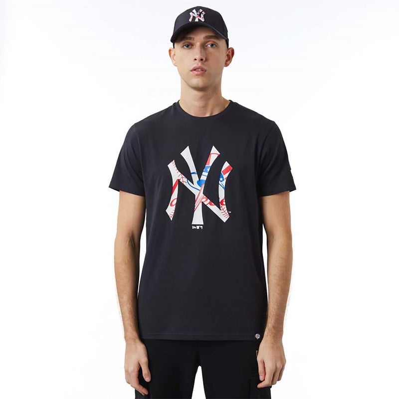 Blue New Era New York Yankees Double Logo T-Shirt | CEUM06534