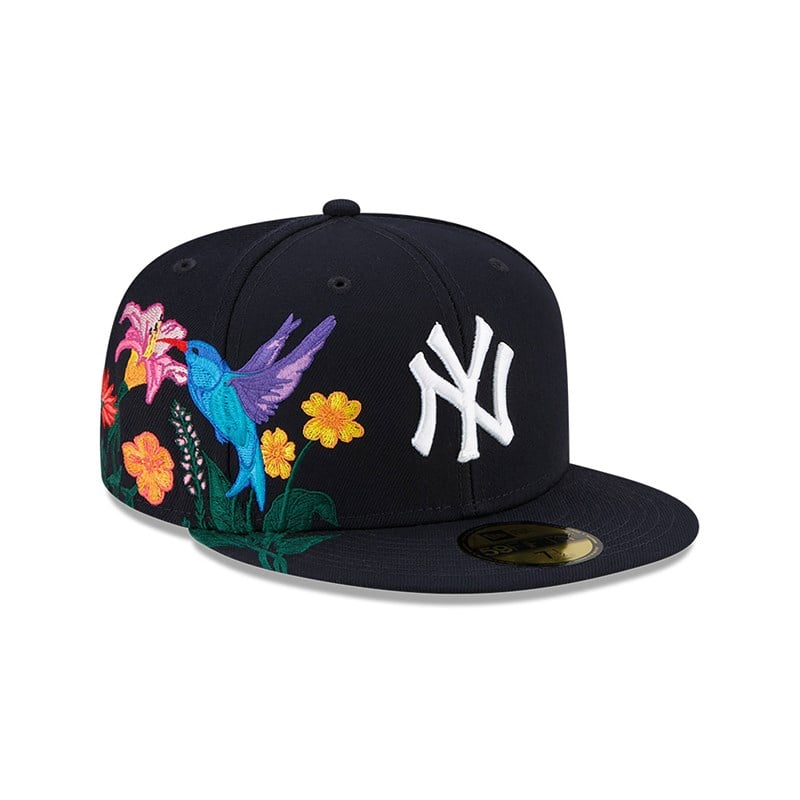 Blue New Era New York Yankees MLB Blooming Fitted Cap 59fifty | PJNA60835