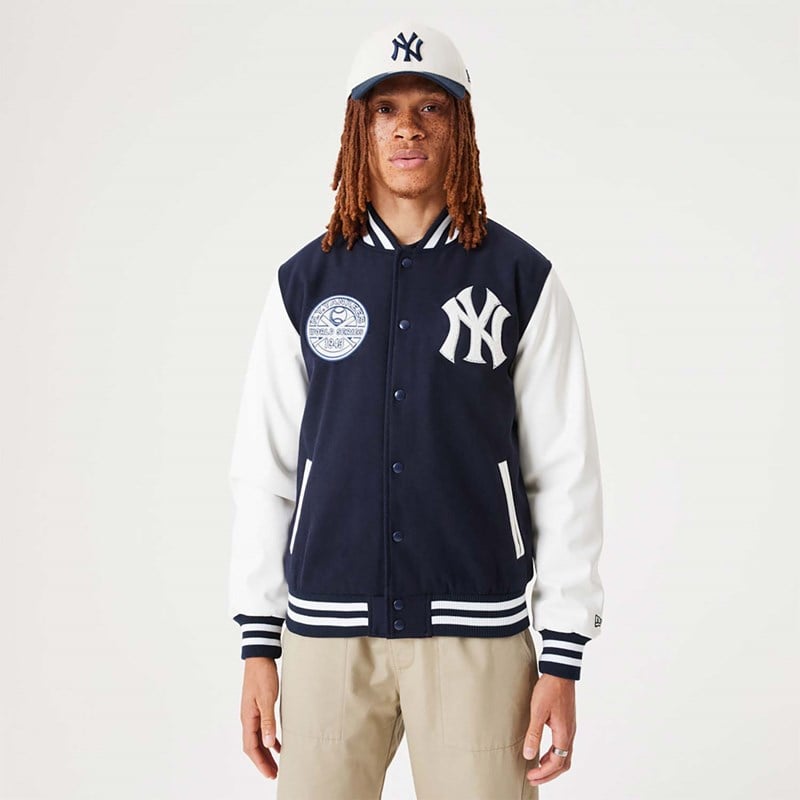 Blue New Era New York Yankees MLB Heritage Varsity Jacket | RLZM12953