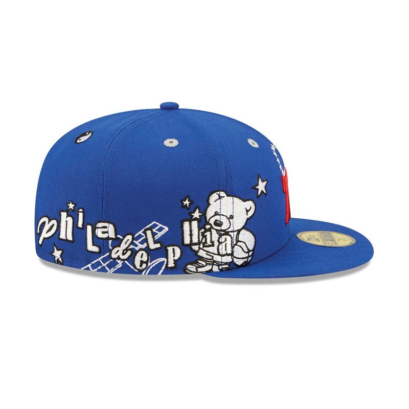 Blue New Era Philadelphia 76ers Teddy Fitted Cap 59fifty | ZJTA57862