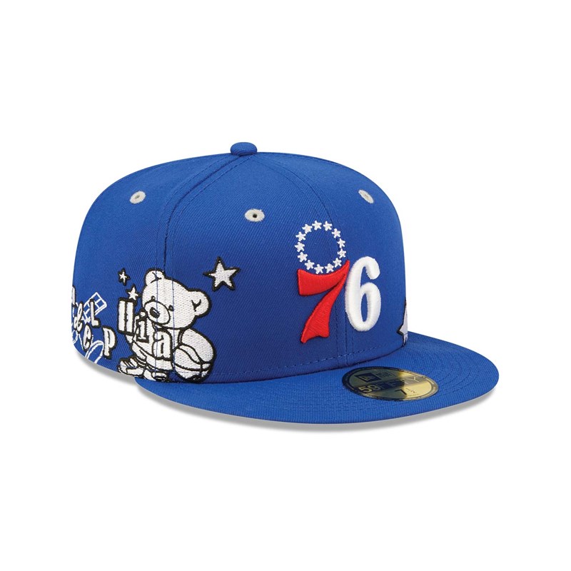 Blue New Era Philadelphia 76ers Teddy Fitted Cap 59fifty | ZJTA57862