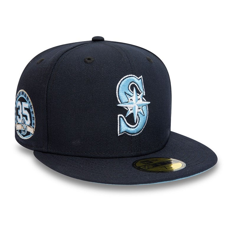 Blue New Era Seattle Mariners 35 Years Fitted Cap 59fifty | HCDO53409