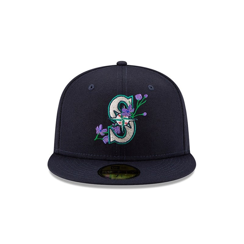 Blue New Era Seattle Mariners Side Patch Bloom Fitted Cap 59fifty | GOLB54198