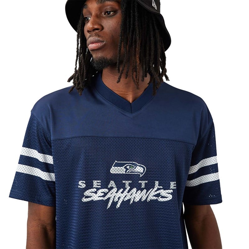 Blue New Era Seattle Seahawks NFL Script Jersey T-Shirt | YEZR67854