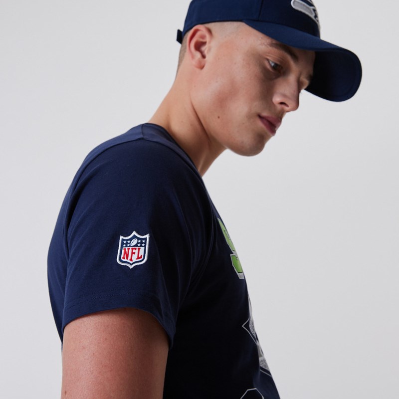 Blue New Era Seattle Seahawks NFL Team Wordmark T-Shirt | KFUV26194