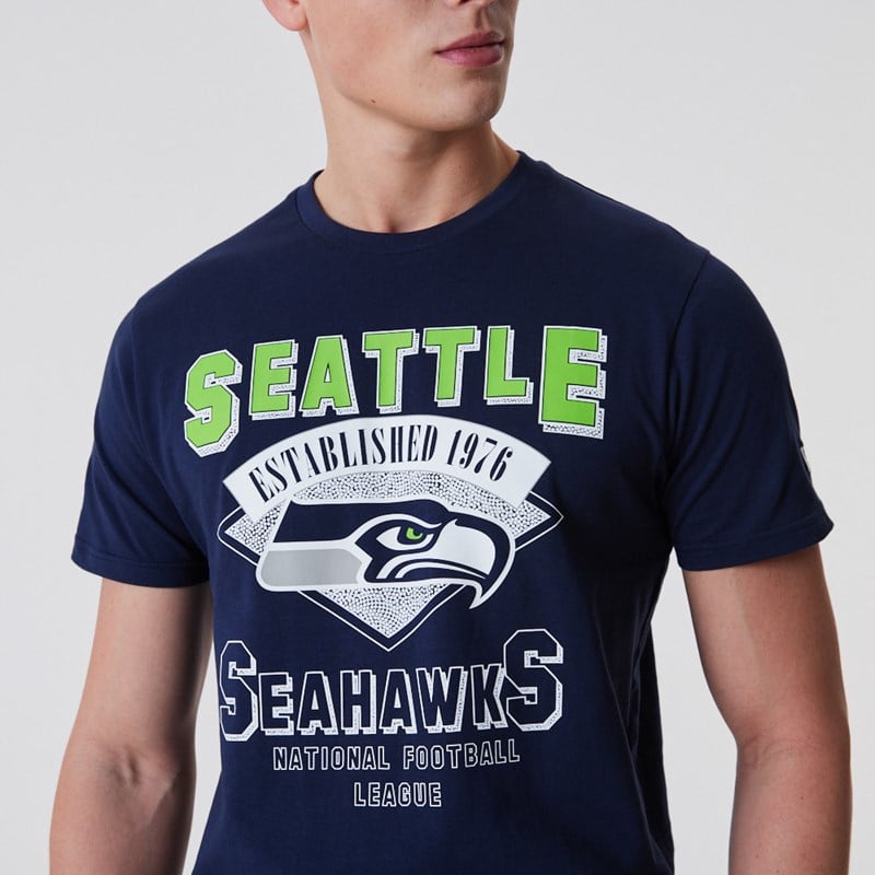 Blue New Era Seattle Seahawks NFL Team Wordmark T-Shirt | KFUV26194