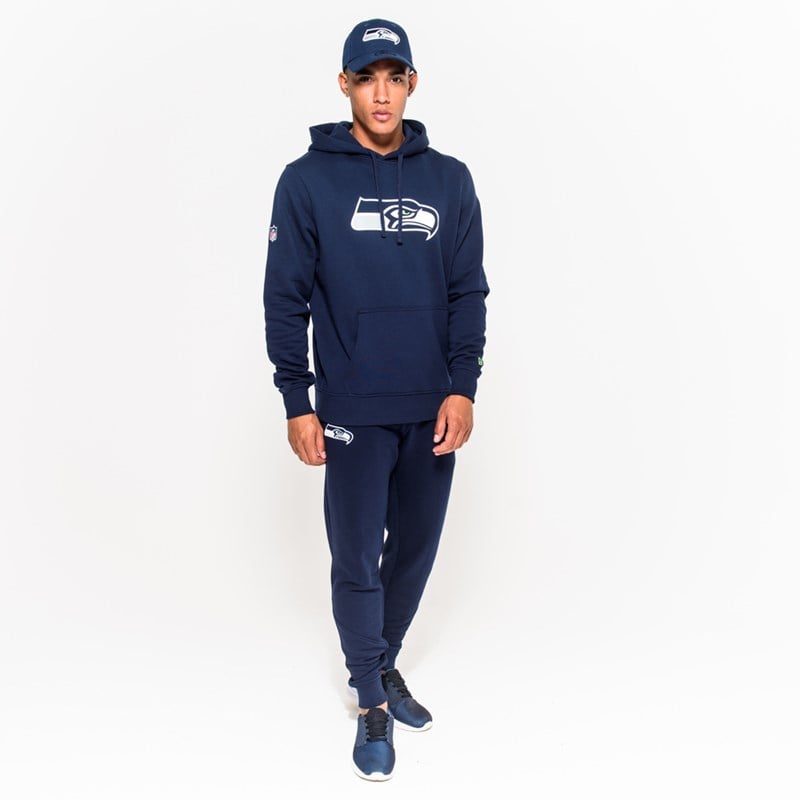 Blue New Era Seattle Seahawks Team Logo Hoodie | VBPQ87529