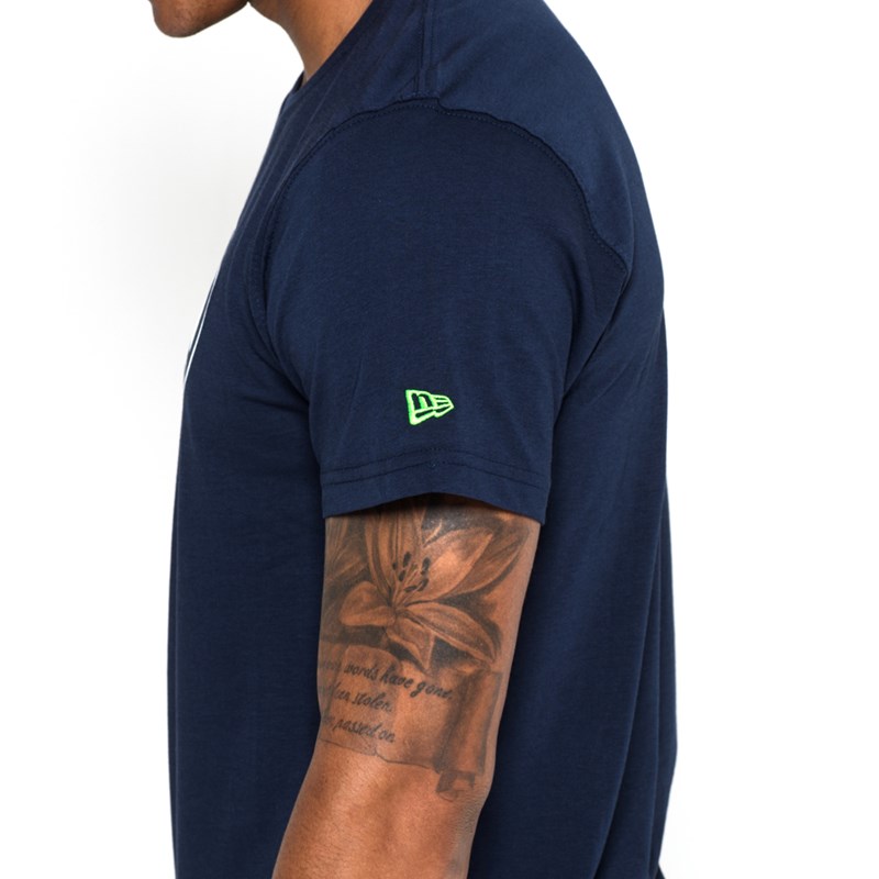 Blue New Era Seattle Seahawks Team Logo T-Shirt | XNBZ61379