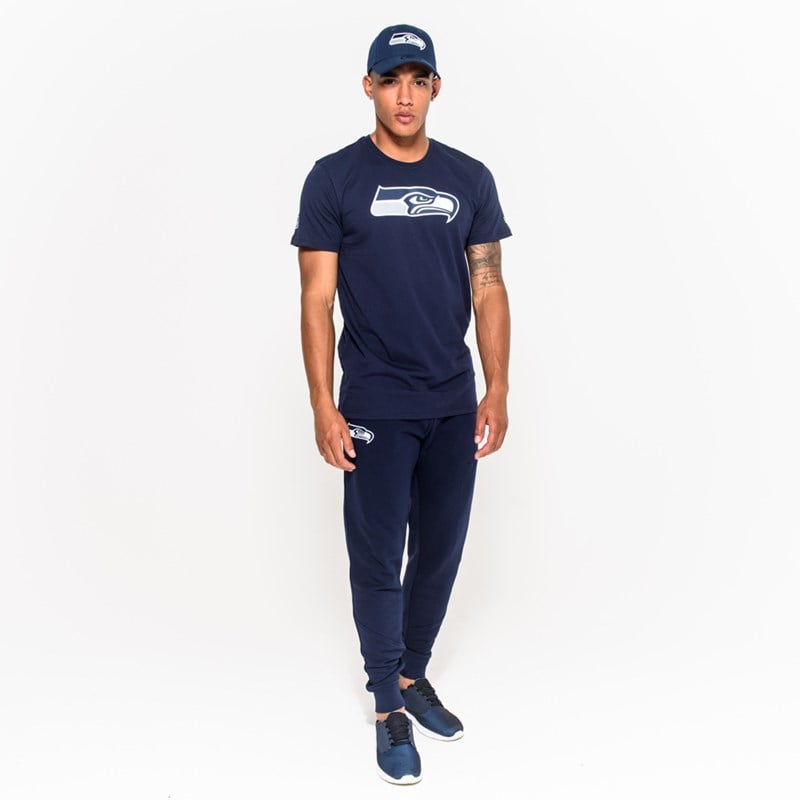 Blue New Era Seattle Seahawks Team Logo T-Shirt | XNBZ61379