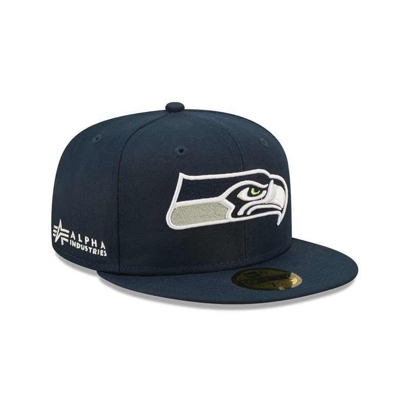 Blue New Era Seattle Seahawks X Alpha Industries Fitted Cap 59fifty | NVXA79260