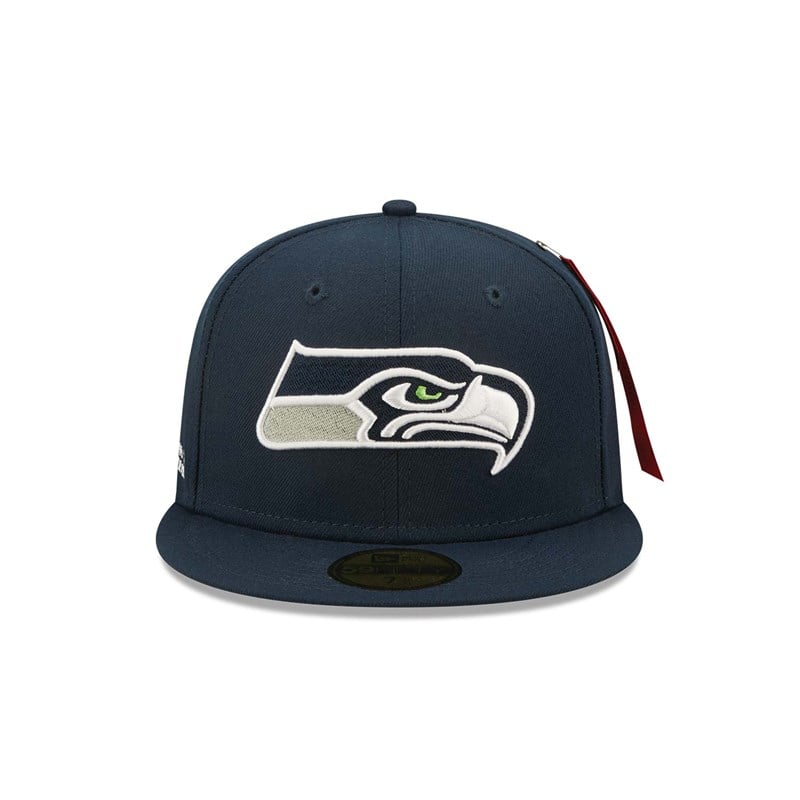 Blue New Era Seattle Seahawks X Alpha Industries Fitted Cap 59fifty | NVXA79260